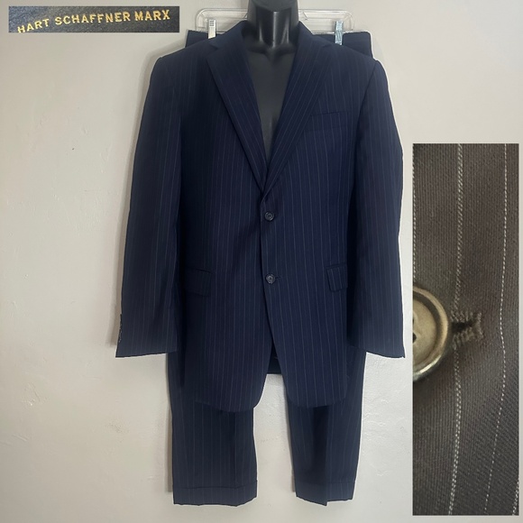Hart Schaffner Marx Custom Pinstripe Suit ~40R no size tags Pants 32